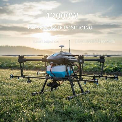 TPU Carbon Fiber Agricultural Sprayer Drone met 12000W Vluchtduur RTK nauwkeurige positionering en windweerstand van niveau 8